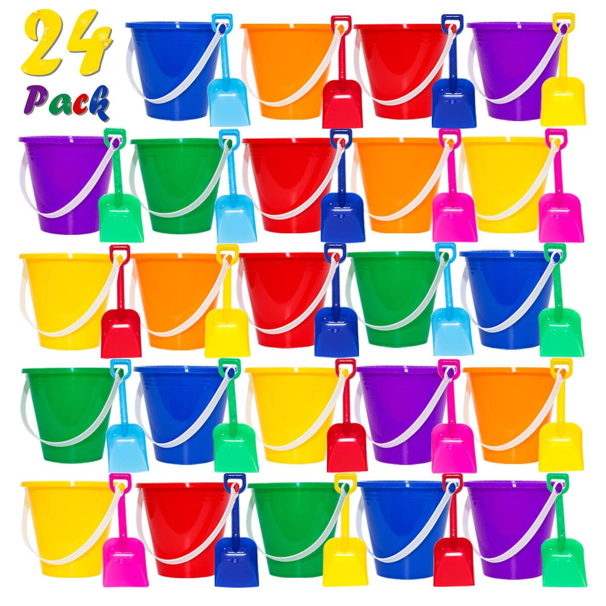 Holady 24 buckets and 24 shovels beach set for sunny seaside fun.
