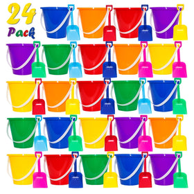 Holady 24 buckets and 24 shovels beach set for sunny seaside fun.