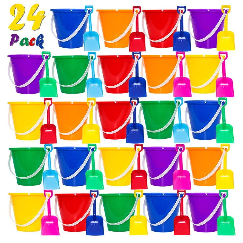 Holady 24 buckets and 24 shovels beach set for sunny seaside fun.