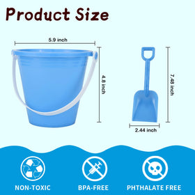 Holady 24 matching shovels pair with buckets for easy sandcastle setups.
