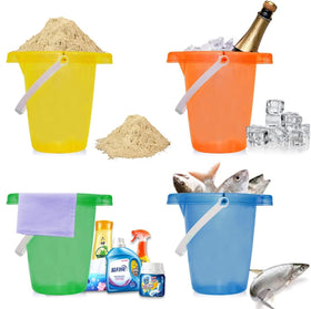 Holady beach buckets show sturdy construction and vibrant hues.