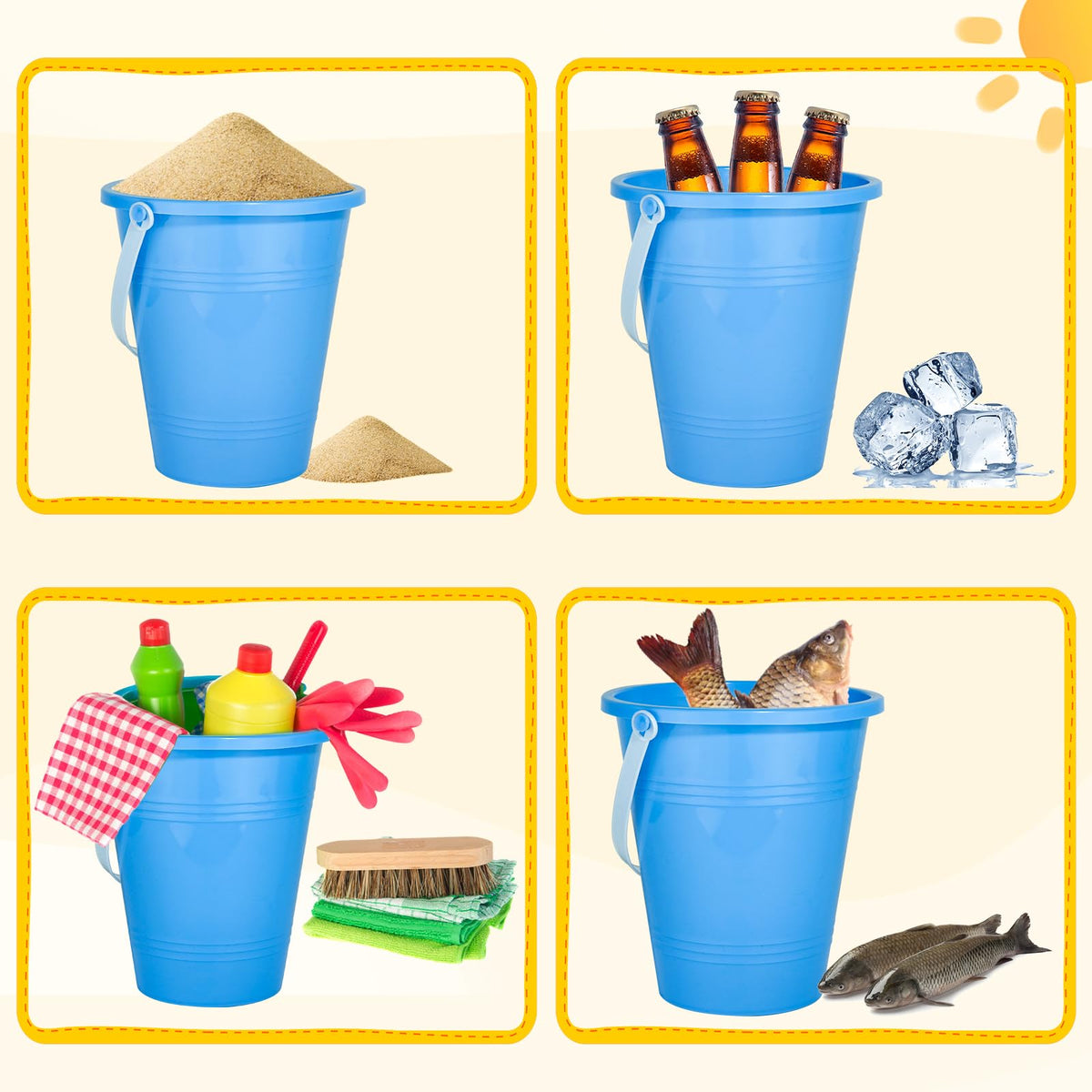 Holady large sand bucket shows sturdy ABS construction for long lasting outdoor fun