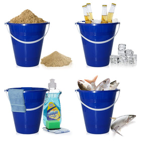 Holady multi-use beach buckets suitable for sand, water, and cleanup.