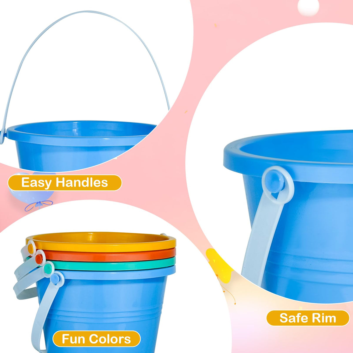 Holady sand bucket stacked to save space and simplify storage