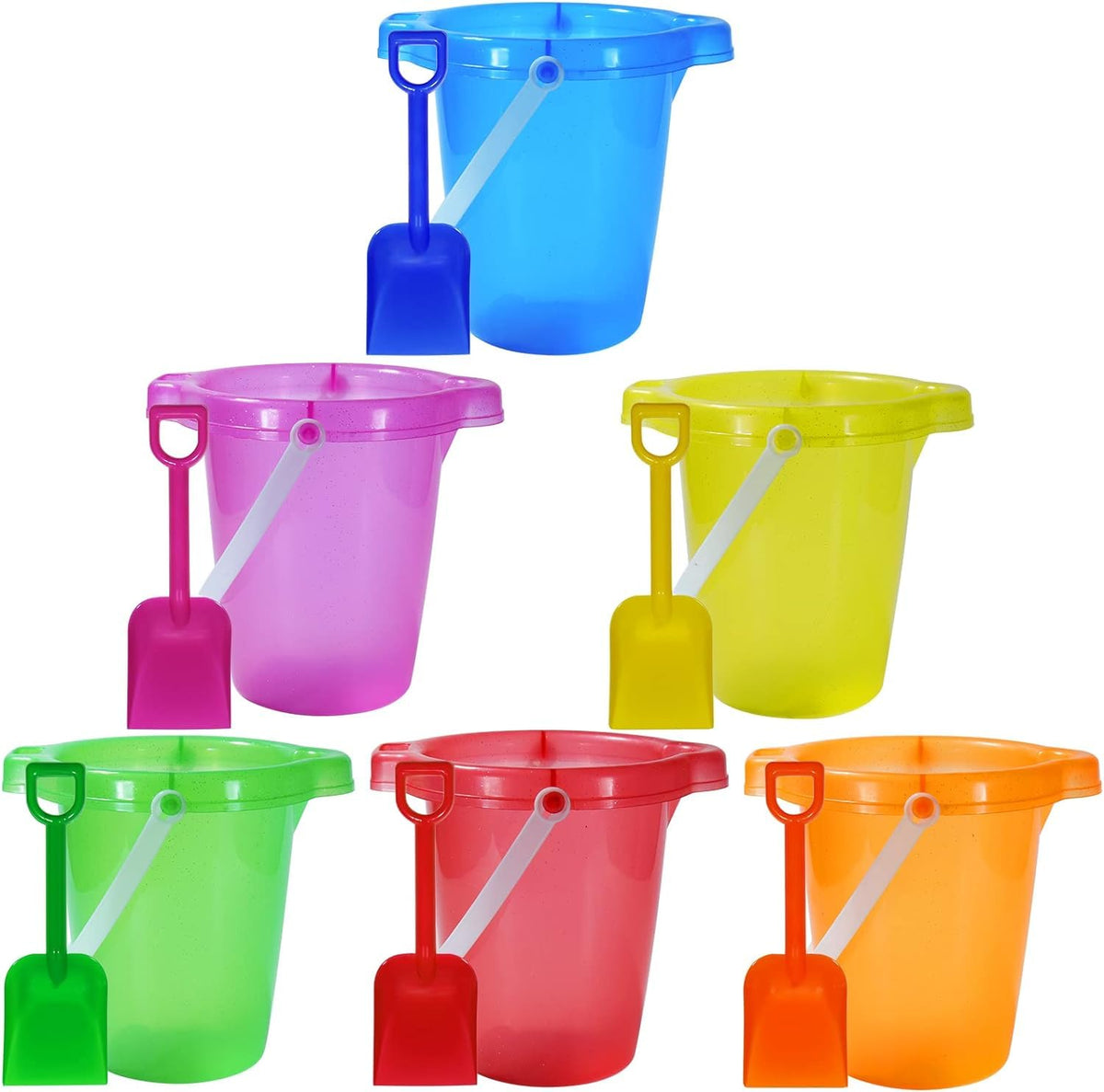 Holady sand buckets collection with bright colors for beach play.