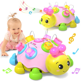 Holaxander baby musical ladybug crawling toy with lights to engage infants