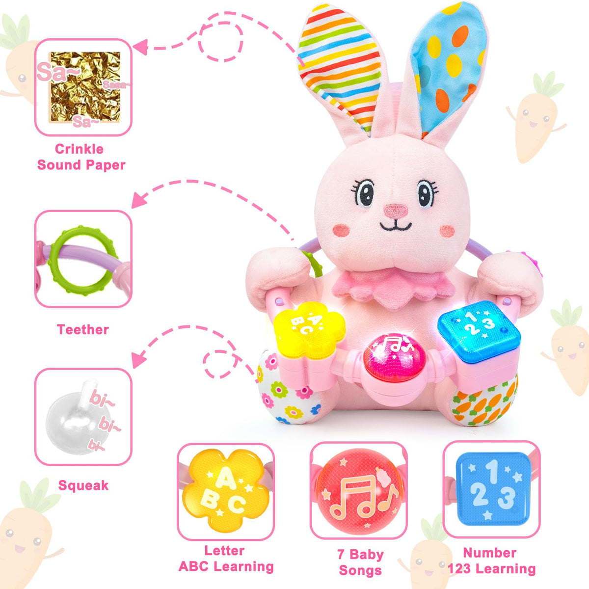 Holaxander rabbit ears crinkle – tactile stimulation encourages exploration