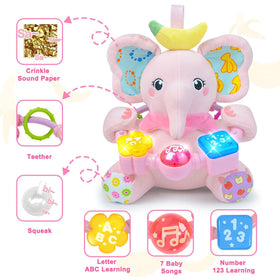 Holaxander elephant toy crinkle ears provide tactile feedback