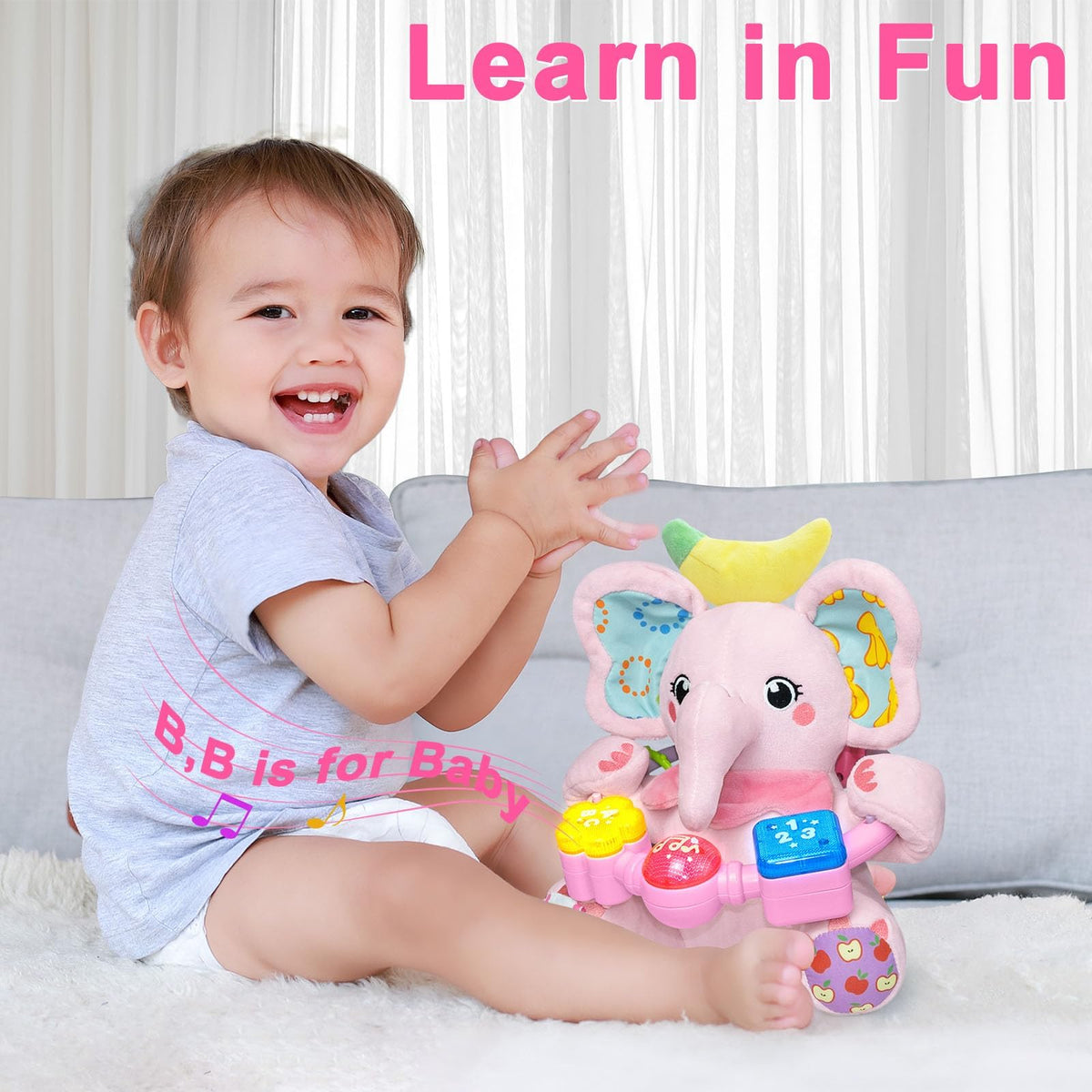 Holaxander elephant toy leg squeakers add audible fun for babies