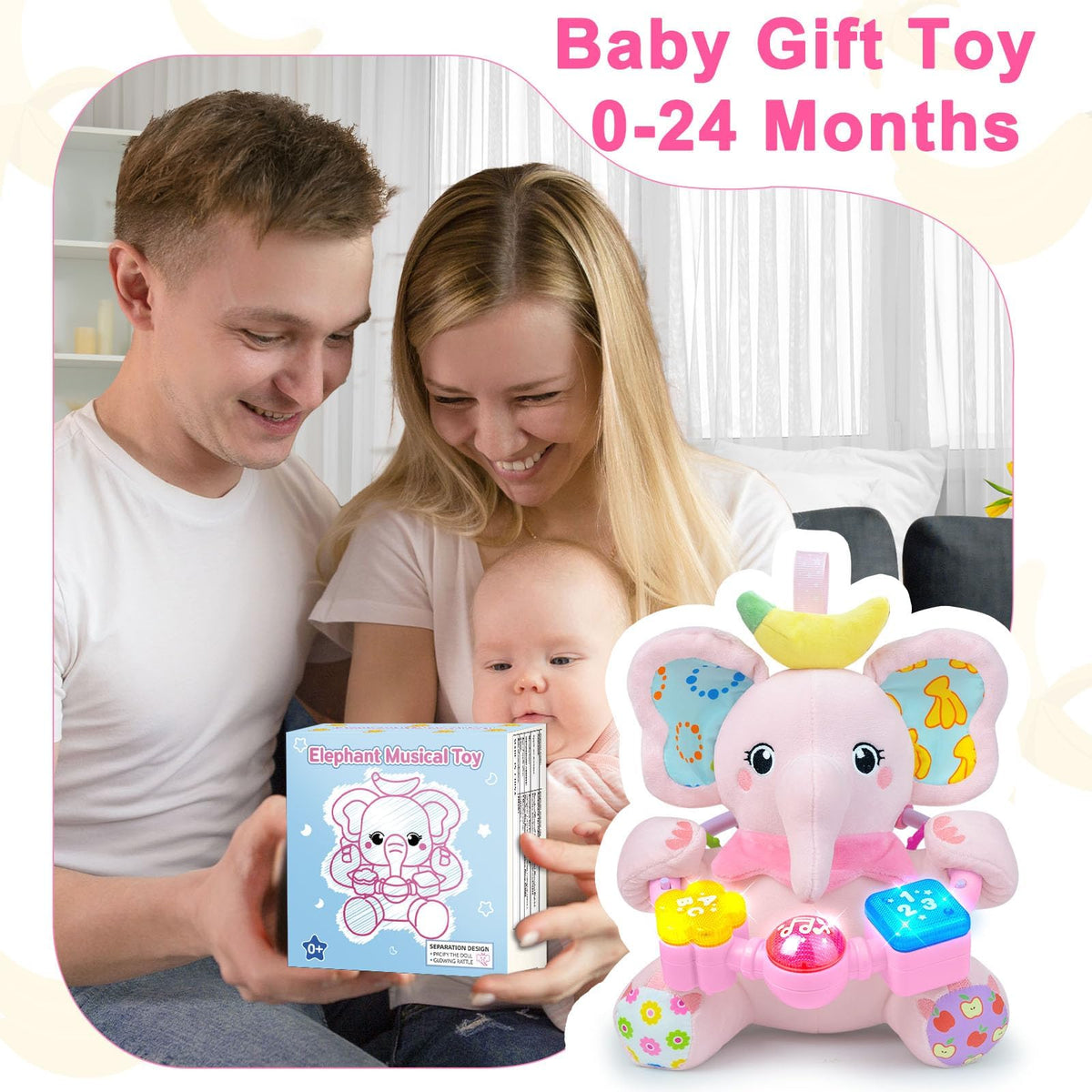 Holaxander baby elephant toy is travel-friendly for tummy time and on-the-go play