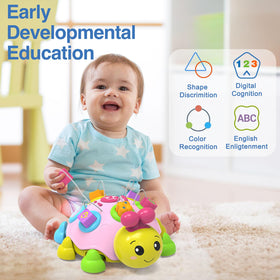 Holaxander ladybug crawling toy with music button for interactive play and learning