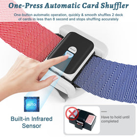 Holiky automatic shuffler auto mode button in use; one-press convenience.