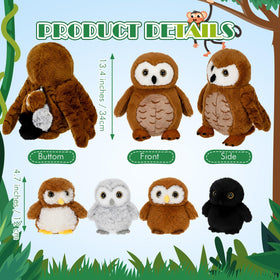 Hollowfly 13.4 inch owl stuffed animal with zippered tummy for easy storage of babies.