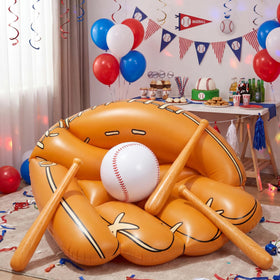Hollowfly baseball-theme party float enhances festive pool or beach gatherings.