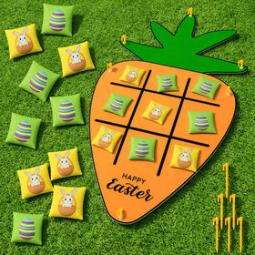 Hollowfly carrot felt mat as a bright Easter game centerpiece.