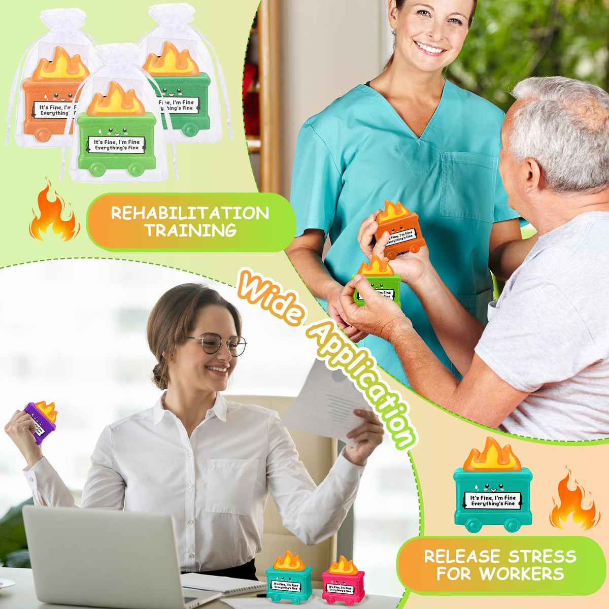 Hollowfly desk-use setup with stress balls for stress relief