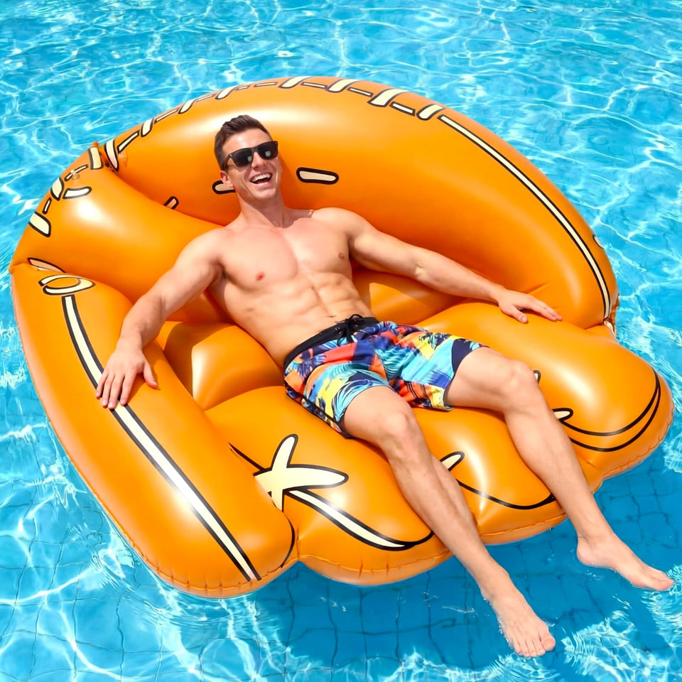 Hollowfly giant baseball glove pool float ready for pool fun and sun at backyard parties.