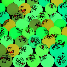 Hollowfly glow-in-the-dark Jesus Loves Me ball shines after light for night play