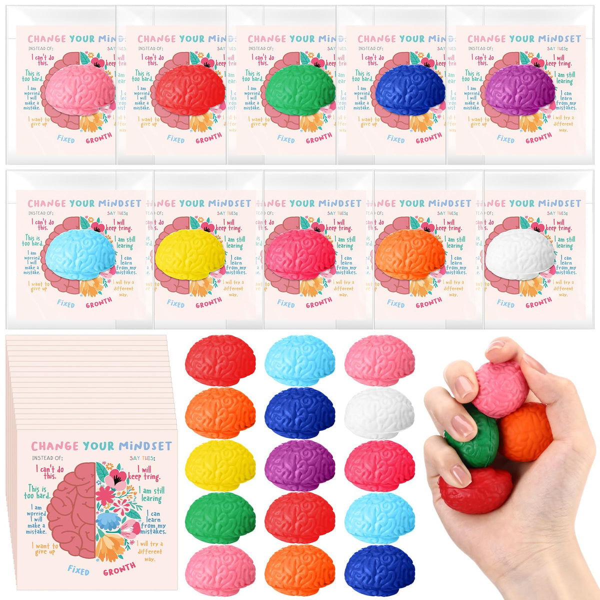 Hollowfly growth mindset stress balls for focused study and daily resilience.
