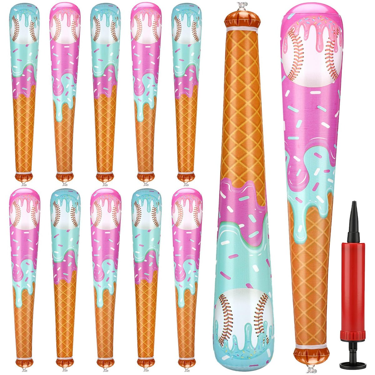 Hollowfly red ice cream drip bat, 22 inches, ideal for summer party decor