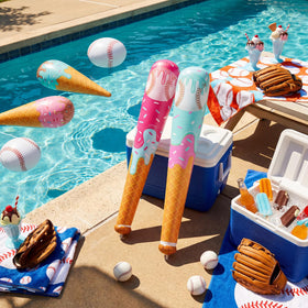 Hollowfly inflatable baseball bat with ice cream drip design, red