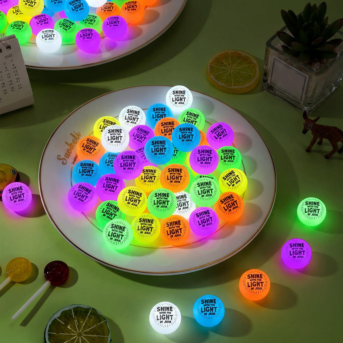 Hollowfly Jesus-shine ball shows a biblical message, enhancing faith-themed playtime.