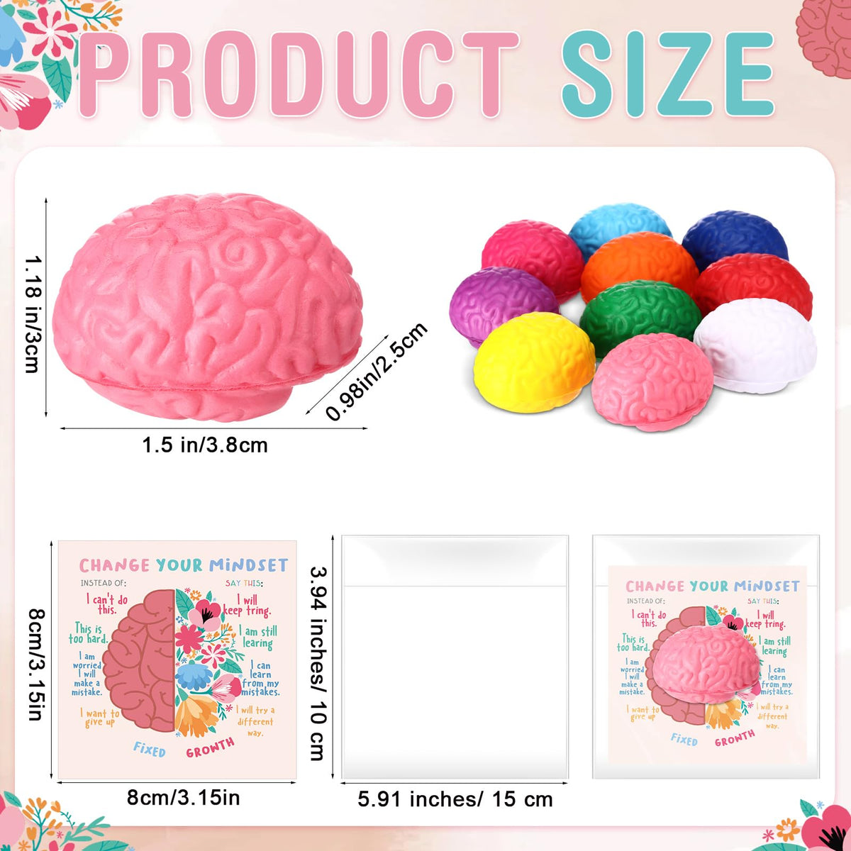 Hollowfly mini brain stress balls collection in bright colors for stress relief and focus.