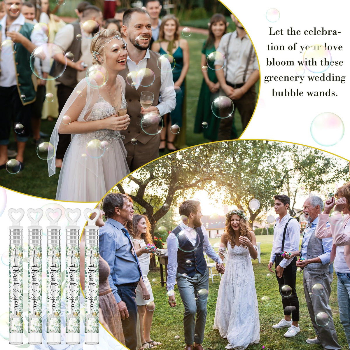 Hollowfly bubble wands in use at a wedding send-off.