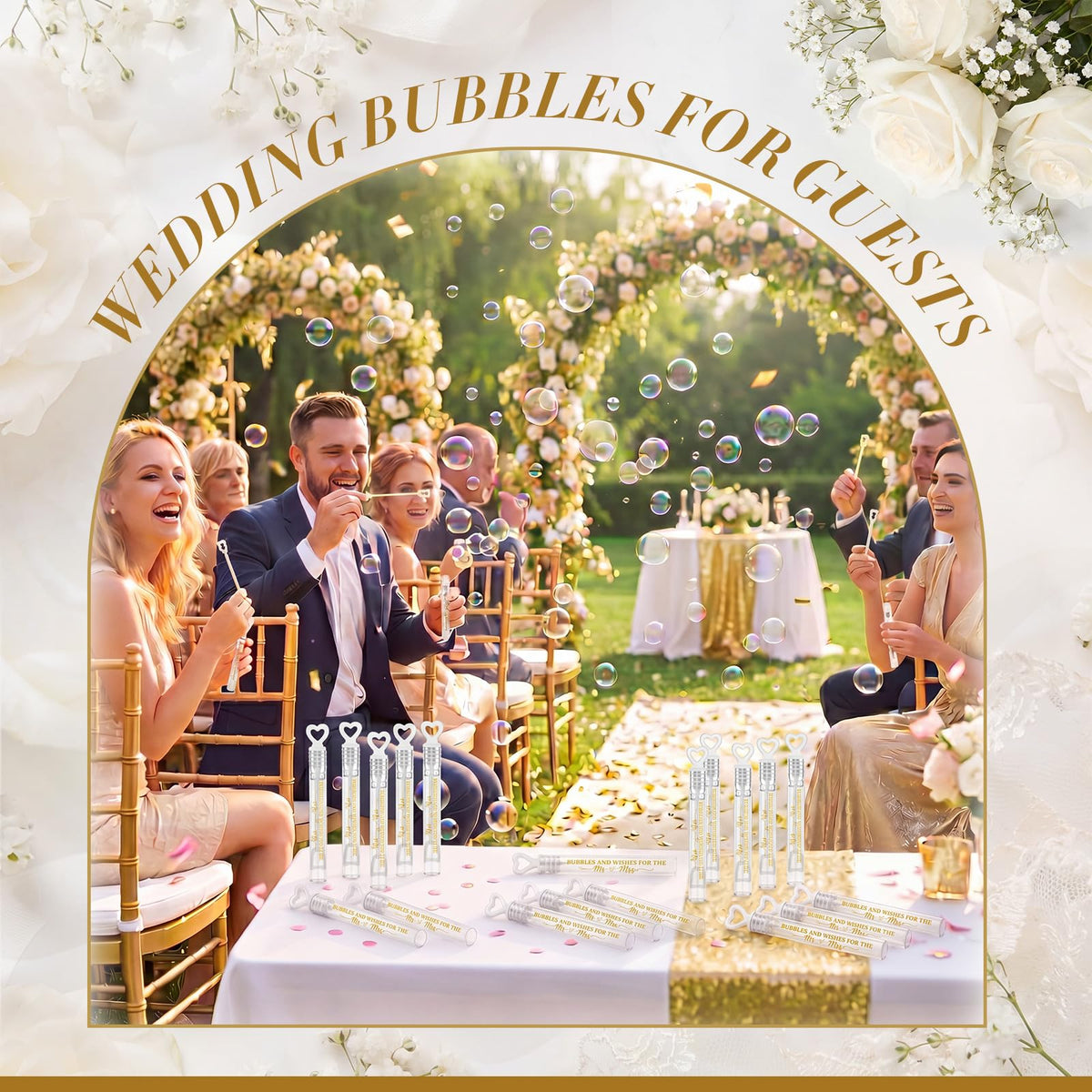 Hollowfly party-favor display enhances guest experience with heart bubbles