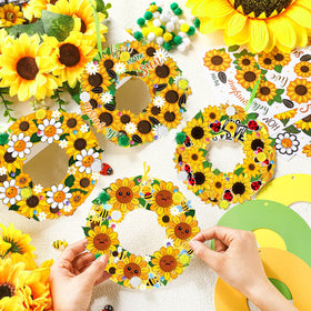 Hollowfly sunflower theme stickers for customizable wreaths