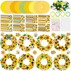 Hollowfly sunflower wreath kit contents with six styles for creative projects