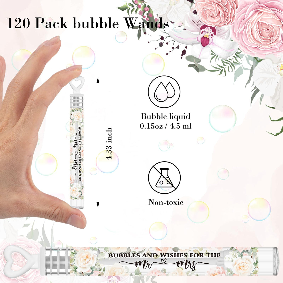 Hollowfly wedding bubble wand shows 11 cm length for easy guest interaction.