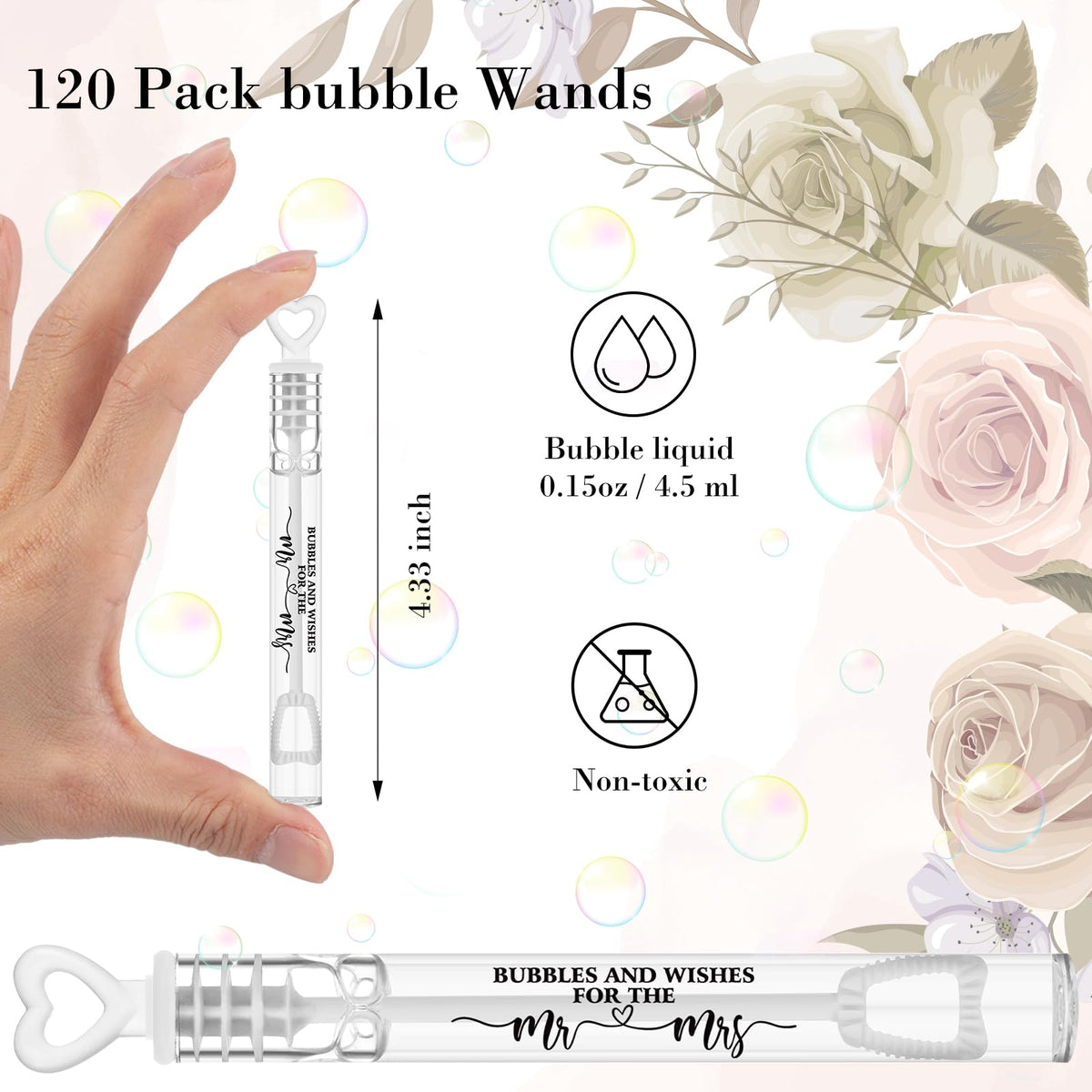 Hollowfly bubble wands bulk set, 4.33 inches tall for party favors