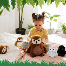 Hollowfly soft plush barn owl set, skin-friendly fabric suitable for safe play and naps.