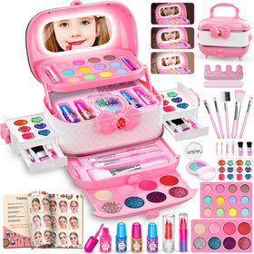 Hollyhi 58Pcs makeup kit with light up mirror for creative pretend makeup sessions