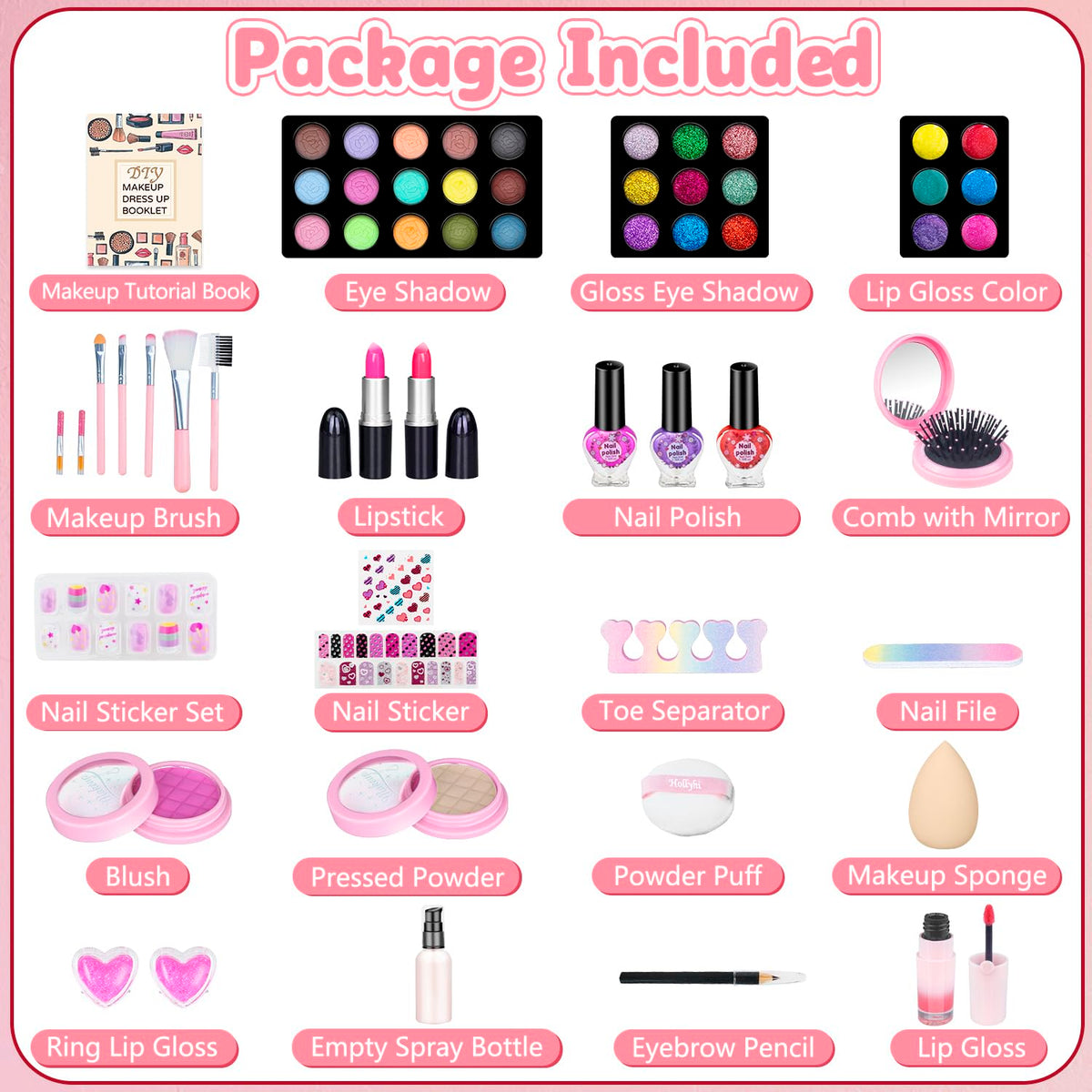 Hollyhi pink contents displayed for imaginative beauty time