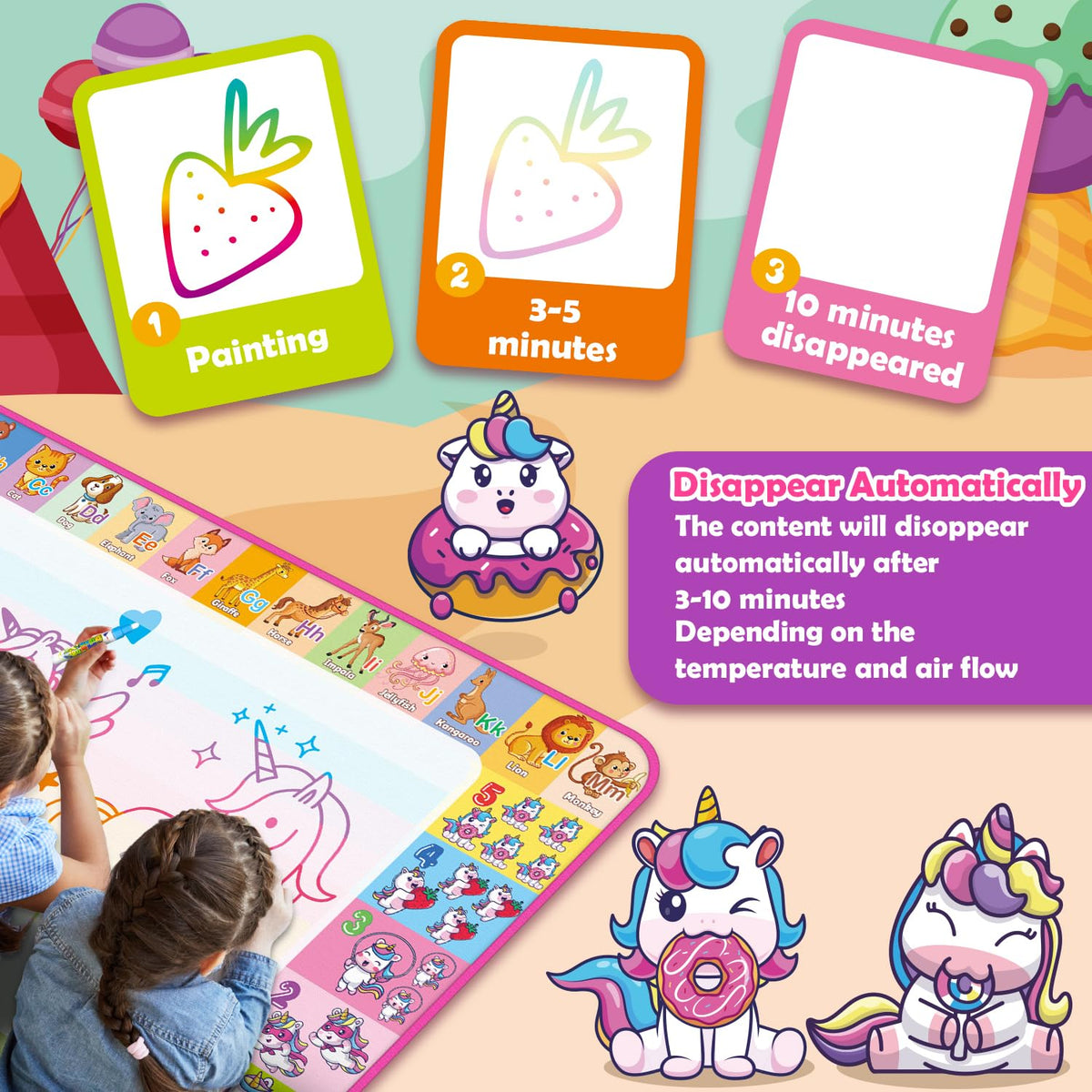 Hollyhi magic pen drawing on Aqua Water Doodle Mat for mess-free fun.