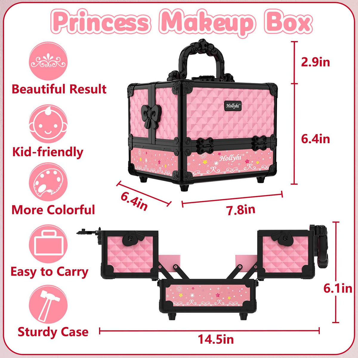 Hollyhi birthday gift idea pink makeup kit for girls