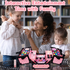 Hollyhi dress-up play with pink makeup kit and vanity set