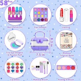 Hollyhi cosmetic case keeps brushes and colors organized for mess-free play.