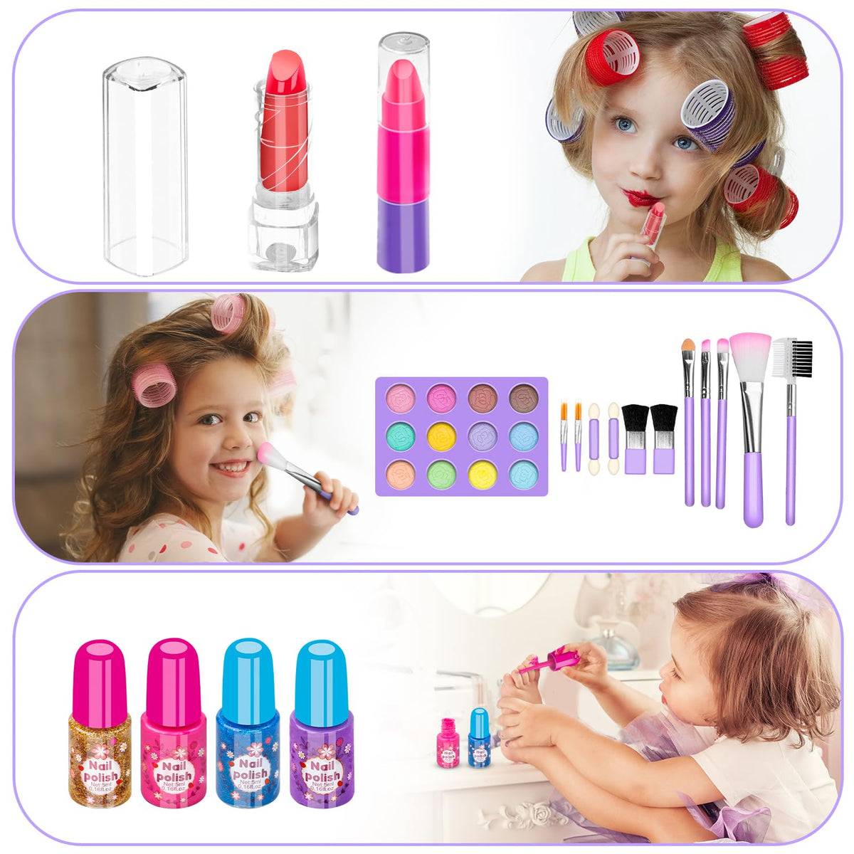 Hollyhi eye shadows provide safe, vibrant colors for creative pretend makeup sessions.