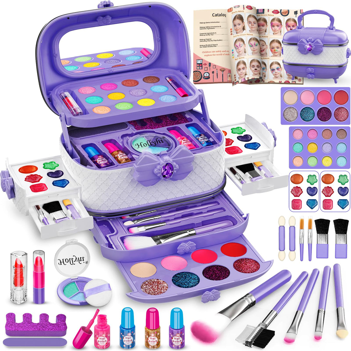 Hollyhi kids makeup kit mirror helps little artists check their look during play.