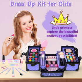 Hollyhi large makeup case with handle, easy to carry during pretend play