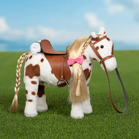 HollyHOME Appaloosa horse plush includes a comb for styling the mane