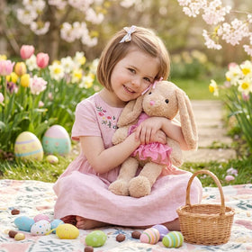 HollyHOME Ballet Bunny ears close-up highlights soft plush and friendly expression
