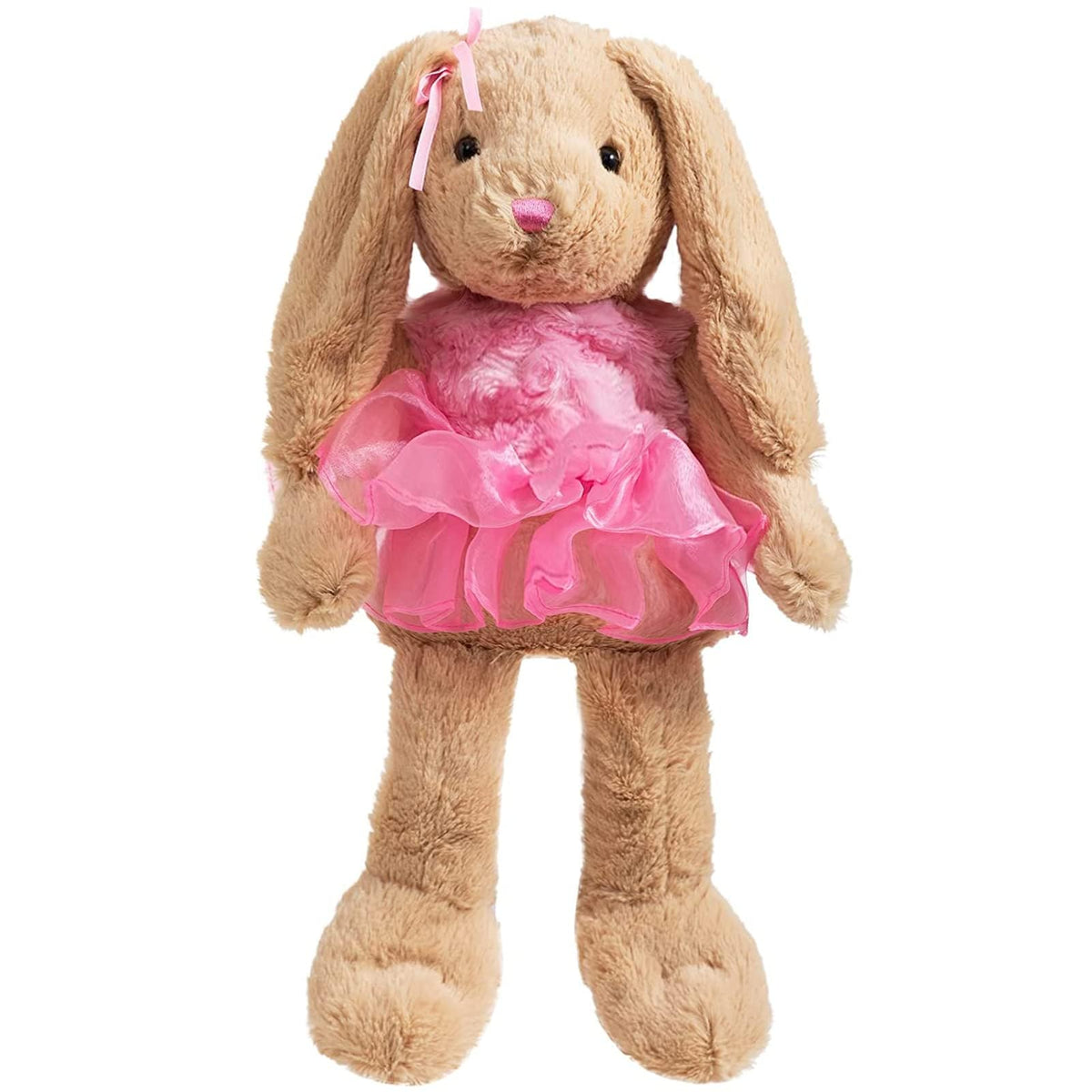 HollyHOME Ballet Bunny plush full view with pink gauzy dress, perfect for cuddling and imaginative play