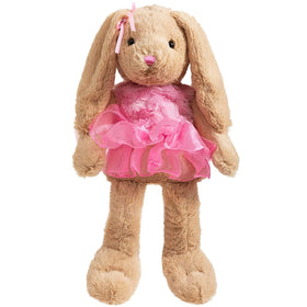 HollyHOME Ballet Bunny plush full view with pink gauzy dress, perfect for cuddling and imaginative play