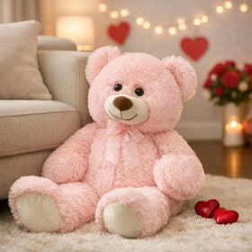 HollyHOME teddy bear close-up eyes showing secure stitching for lasting cuddle.