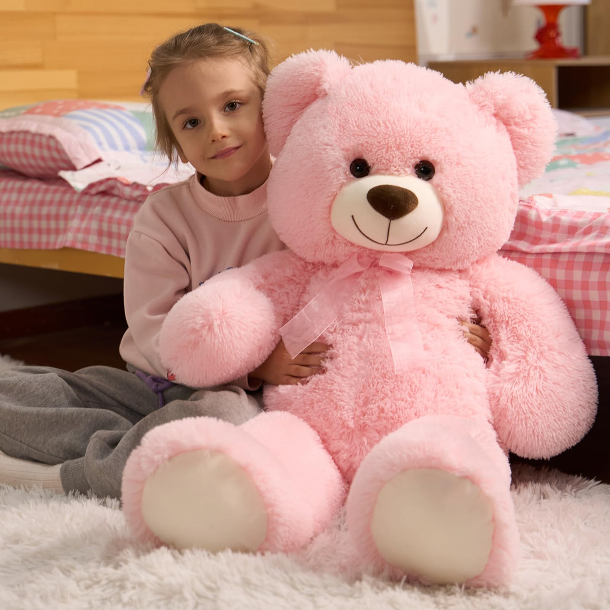 HollyHOME teddy bear ribbon bow detail adds charming, gift-ready aesthetics.