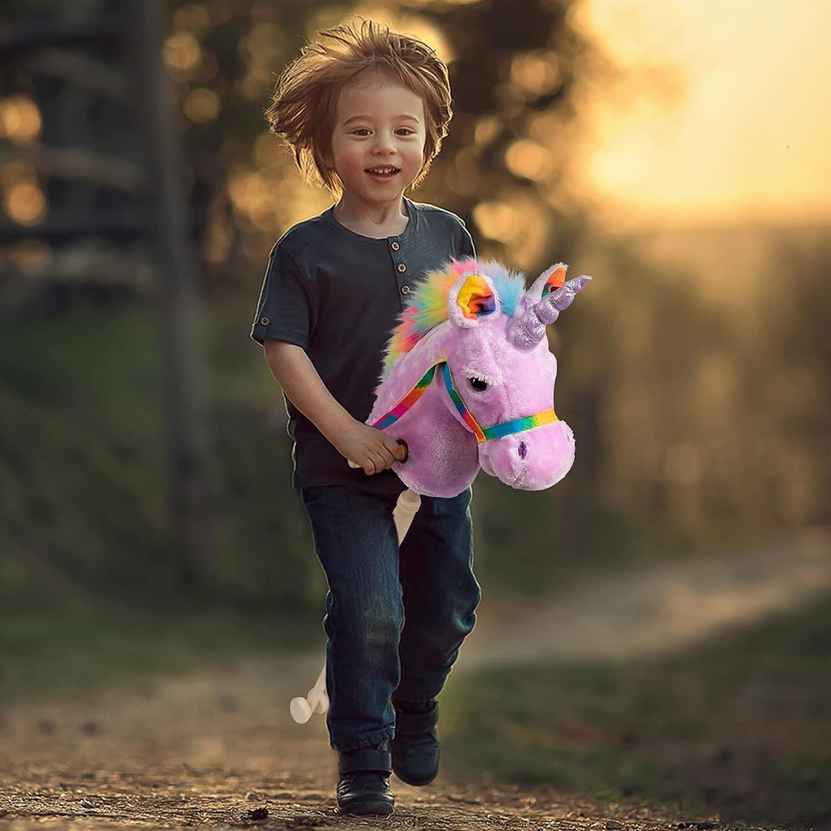 HollyHOME Gift-ready unicorn stick horse for birthdays or holidays